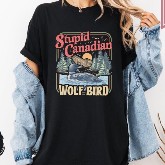 Unbranded Tops - Funny Canadian Wolf Bird T-Shirt, Sports Rivalry Meme Tee